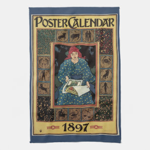 Paño De Cocina Arte Antiguo Moderno, Mujer Leyendo Libro de Astro