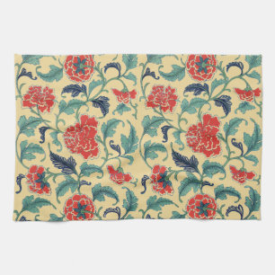 Paño De Cocina Arte Antiguo Nouveau Chino Rojo Floral Chinoiserie