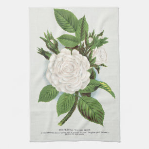 Paño De Cocina Arte Botánico Cottagecore de Rosa Musgo Blanca Vin