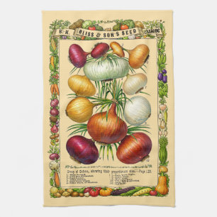 Paño De Cocina Arte Botánico de Cebolla Era Victoriana Retro