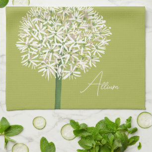Paño De Cocina Arte Botánico de Flor de Allium   Flora Elegante