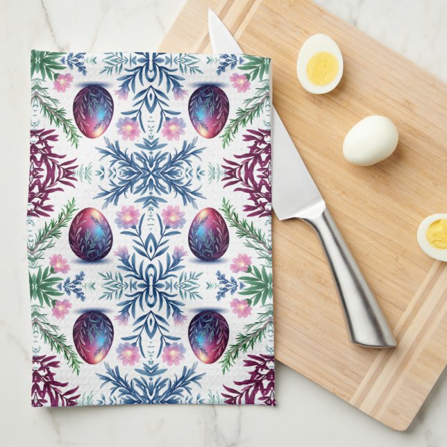 Paño De Cocina Arte botánico de huevo de Pascua elegante (Doblado Cuarto)