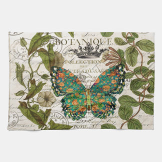 Paño De Cocina arte botánico escritura de campo francés mariposa 