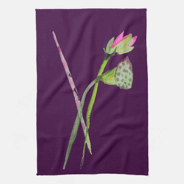 Paño De Cocina Arte budista de flores de Lotus Zen rosa (Vertical)