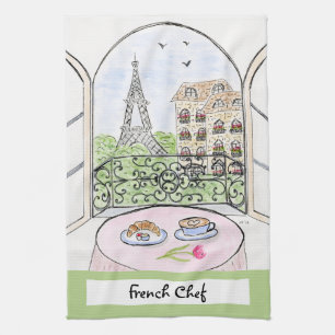 Paño De Cocina Arte Caprichoso París Torre Eiffel Chef Francés