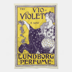 Paño De Cocina Arte clásico Art Nouveau Mujer Flores Púrpura
