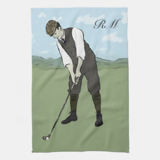 Paño De Cocina Arte con monograma del golf del estilo del vintage