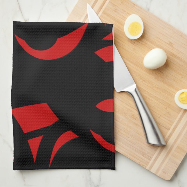 Paño De Cocina Arte contemporáneo rojo / negro (Doblado Cuarto)