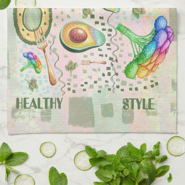 Paño De Cocina Arte de alimentos saludables (Doblado)