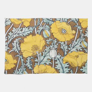 Paño De Cocina arte de amapola flor amarillo ilustracion