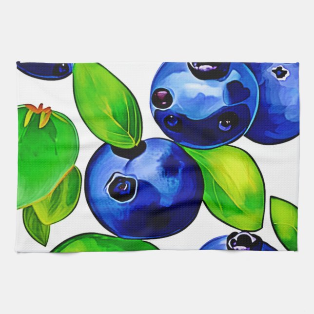 Paño De Cocina Arte de arándano fresco (Horizontal)