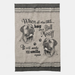 Paño De Cocina Arte de Bull Mastiff cuando todo falla
