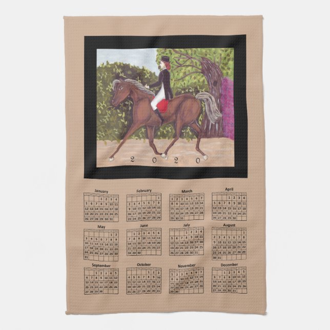 Paño De Cocina Arte de caballo de vestimenta del calendario 2020 (Vertical)