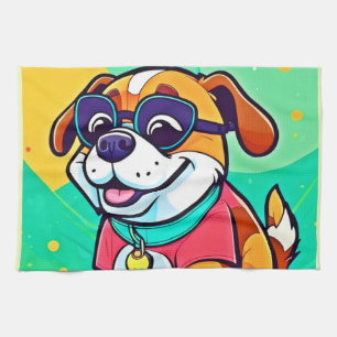 Paño De Cocina Arte de cachorro genial estilo caricatura