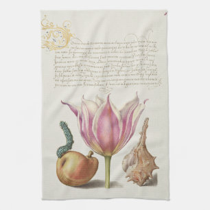 Paño De Cocina Arte de Caligrafía del Renacimiento Flor de Tulipá