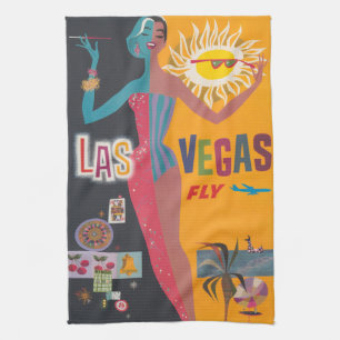 Paño De Cocina Arte de cartel de viaje de juego de Las Vegas vint