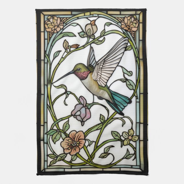 Paño De Cocina Arte de colibrí elegante botánico boho chic (Vertical)
