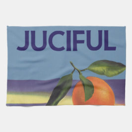 Paño De Cocina Arte de etiqueta de caja de frutas vintage, naranj