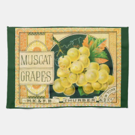 Paño De Cocina Arte de etiqueta de caja de frutas vintage, uvas M