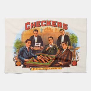 Paño De Cocina Arte de etiqueta de cigarro vintage, Checkers Suav