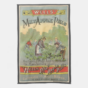 Paño De Cocina Arte de etiqueta de producto antiguo, pastillas de