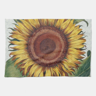 Paño De Cocina Arte de Flor de Damasco Vintage Girasol