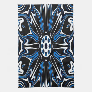 Paño De Cocina Arte de flores en Estonia azul, negro y blanco