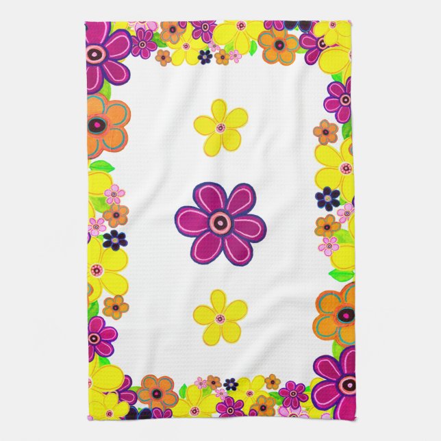 Paño De Cocina Arte de flores luminosas abstractas (Vertical)