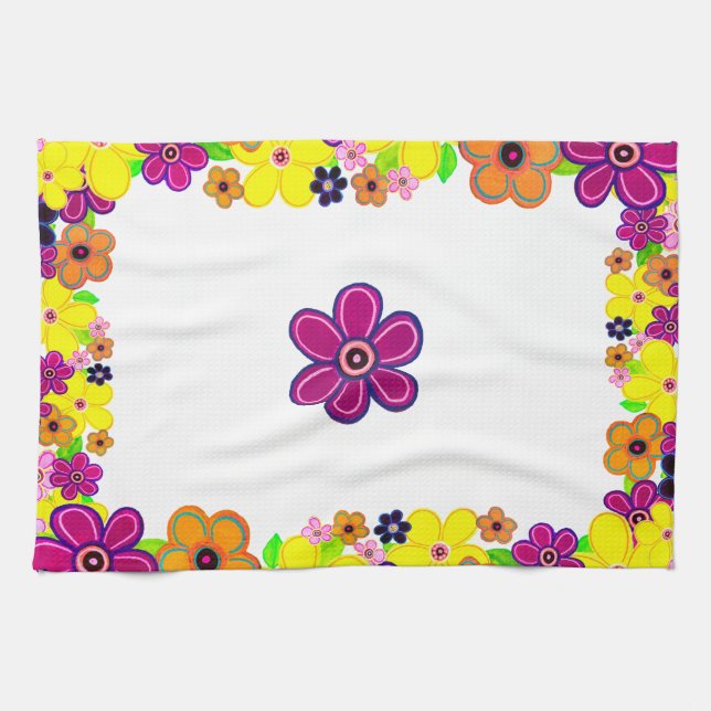 Paño De Cocina Arte de flores luminosas abstractas (Horizontal)