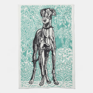 Paño De Cocina Arte de galgo gris vintage Moriz Jung con fondo az