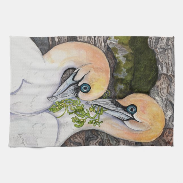 Paño De Cocina Arte de Gannets del Norte (Horizontal)