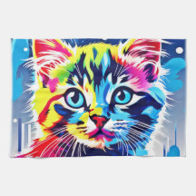 Arte de gatito neón vibrante
