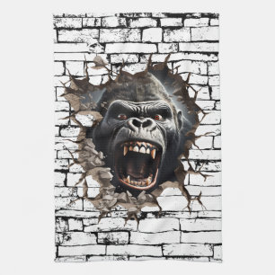 Paño De Cocina Arte de gorila 3D que rompe la pared – Safari real