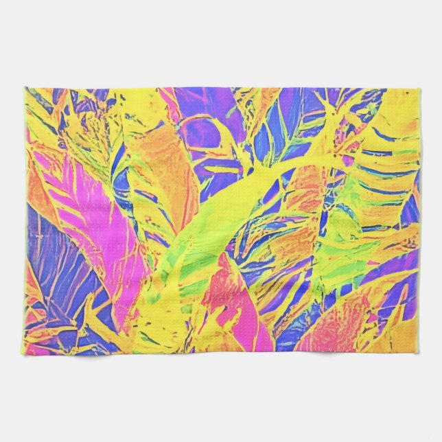 Paño De Cocina Arte de Hoja Tropical (Horizontal)