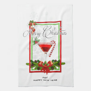 Paño De Cocina Arte de la acuarela del cóctel del navidad