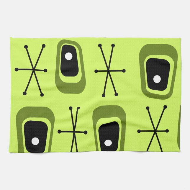 Paño De Cocina Arte de la era del espacio atómico retro (Horizontal)