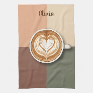 Paño De Cocina Arte de Latte Moderno Corazón 