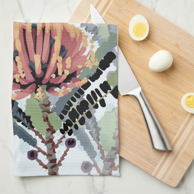 Paño De Cocina Arte de Libélula Flor de Banksia (Doblado Cuarto)