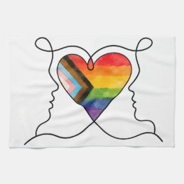 Paño De Cocina Arte de línea de corazón orgullo progresista