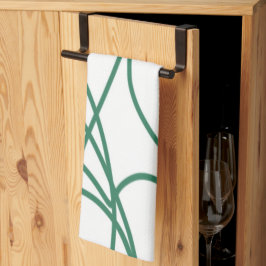 Paño De Cocina Arte de línea moderna: verde sobre blanco