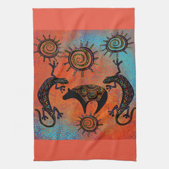 PAÑO DE COCINA ARTE DE LIZARD DEL SUROESTE (Vertical)