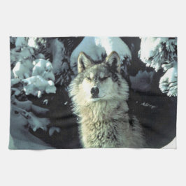 Paño De Cocina Arte de Lobo en Bosque Invernal