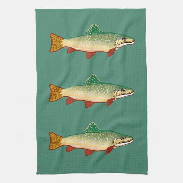 Paño De Cocina Arte de los pescados de la trucha (Vertical)