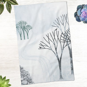 Paño De Cocina Arte de paisaje de nieve de invierno