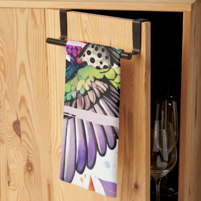Paño De Cocina Arte de Pájaro de Pincelada (Pliegue de tercios)