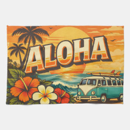 Paño De Cocina Arte de puesta de sol tropical de Aloha