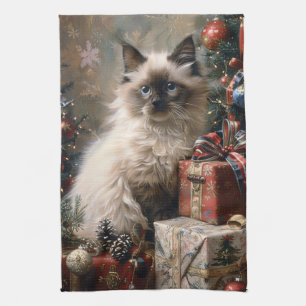 Paño De Cocina Arte de retrato de gatos de Navidades gatitos bali