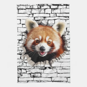 Paño De Cocina Arte de ruptura de pared de panda rojo 3D - Safari