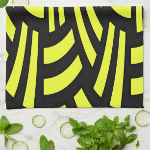 Paño De Cocina Arte Deco Amarillo y Negro