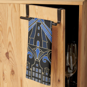 Paño De Cocina Arte Deco de Ámsterdam   Molinos de viento